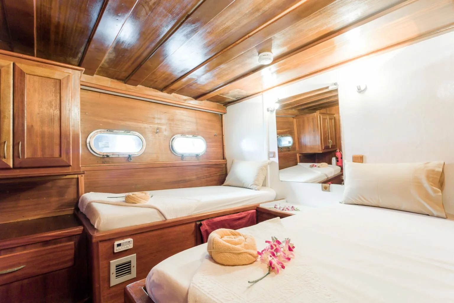luxurious accommodation on the naga traditional sailing yacht, samui, thailand
