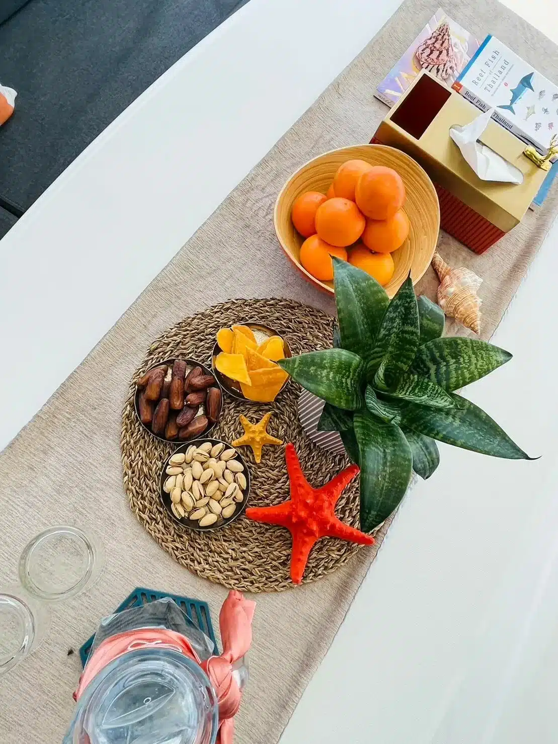 fresh fruit and snacks on luxury overnight boat charters koh samui